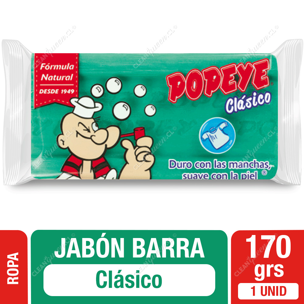 Jabón Barra para la Ropa Popeye Clásico 170 g - Clean Queen