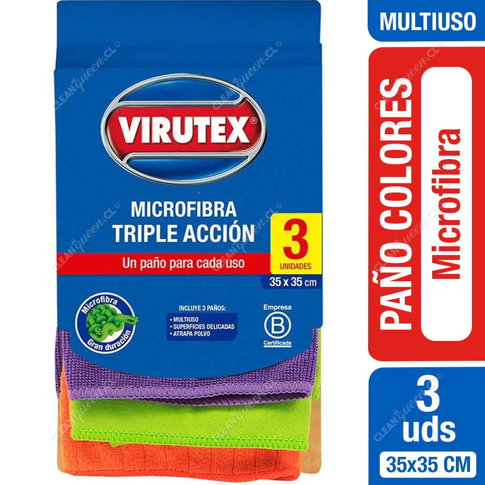 Paño Microfibra Virutex 3 Unid - Clean Queen