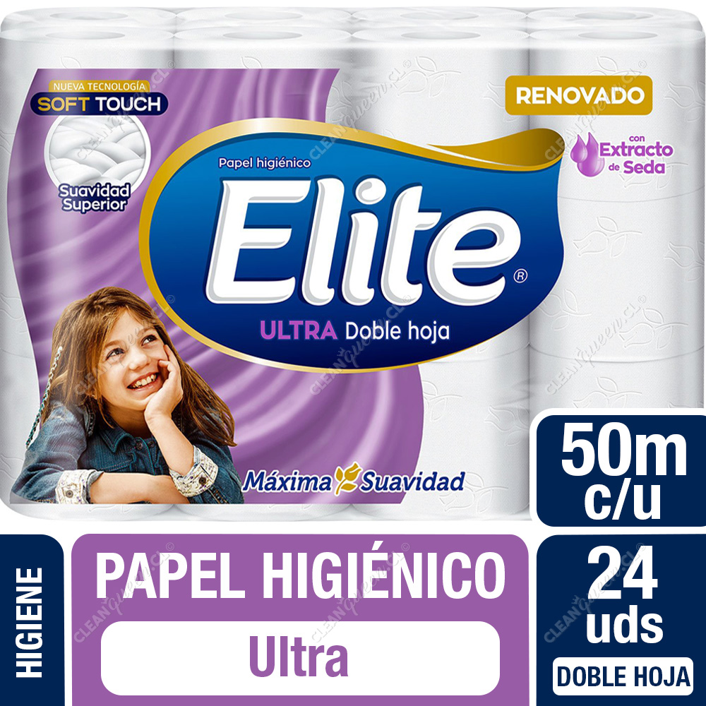 Papel Higiénico Elite Ultra Doble Hoja 24 Unid 50 mts c/u - Clean Queen