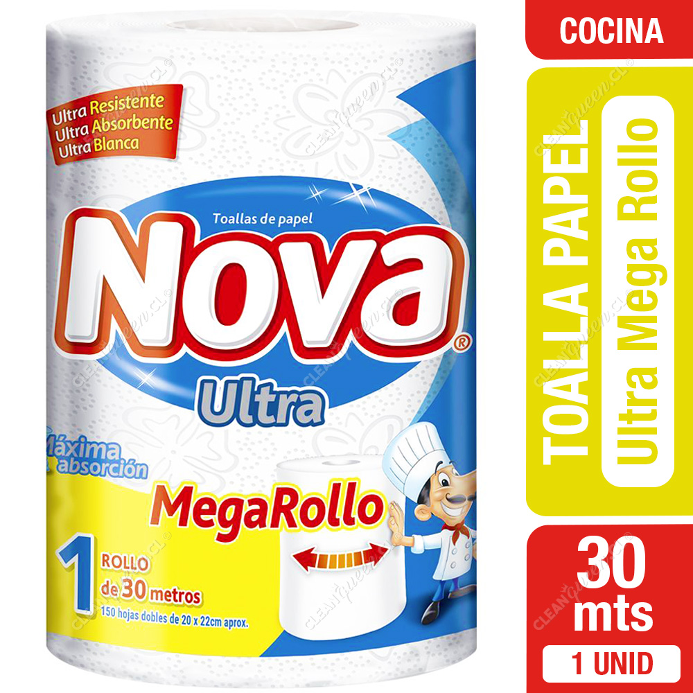 Toalla de Papel Nova Ultra Mega Rollo 30 mts 1 Unid - Clean Queen