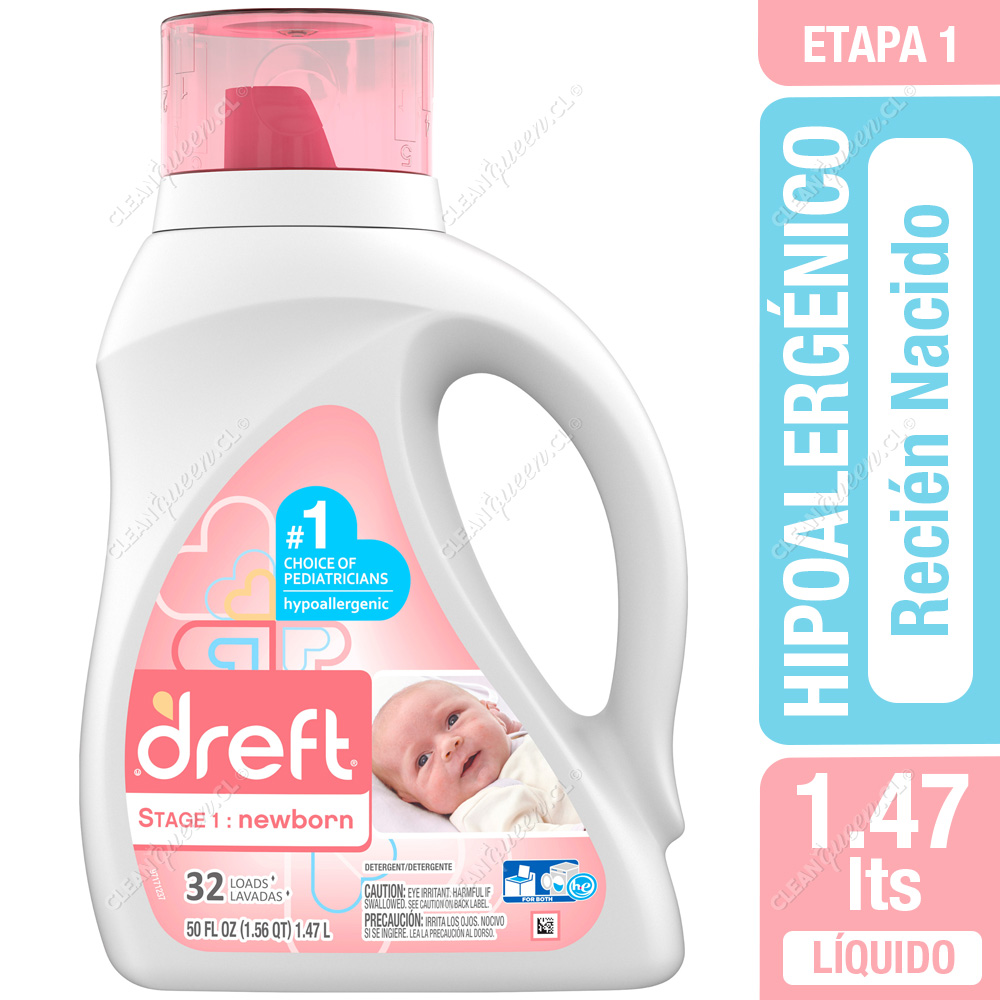 Detergente Líquido Hipoalergénico Dreft Etapa 1 - Recién Nacido 1.47 L -  Clean Queen