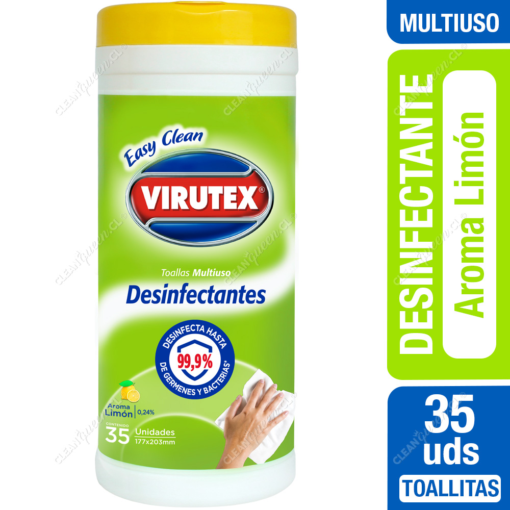 Toallitas Desinfectantes Multiuso Virutex Aroma Limón 35 Unid - Clean Queen
