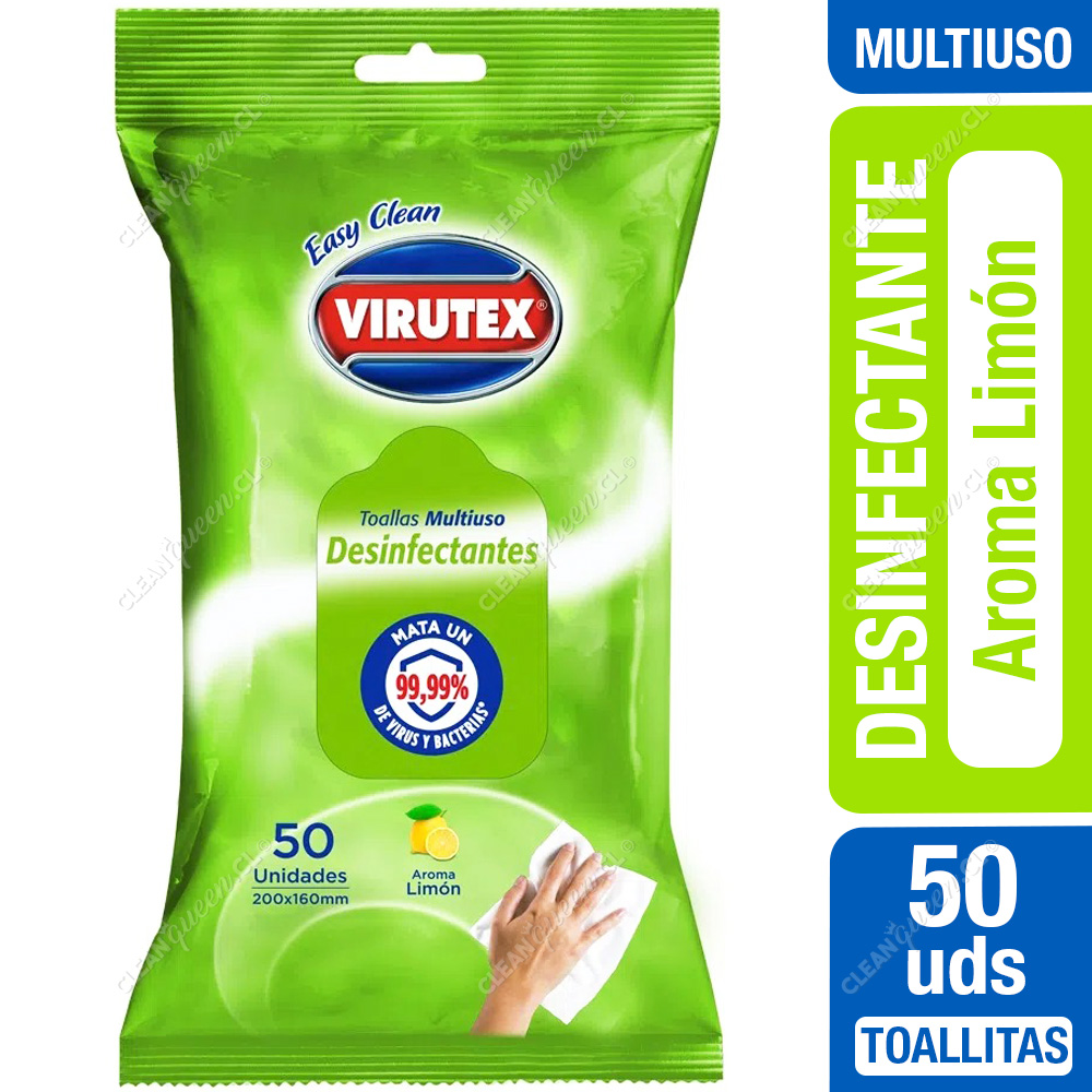 Toallitas Desinfectantes Multiuso Virutex, Aroma Limón, 50 unid