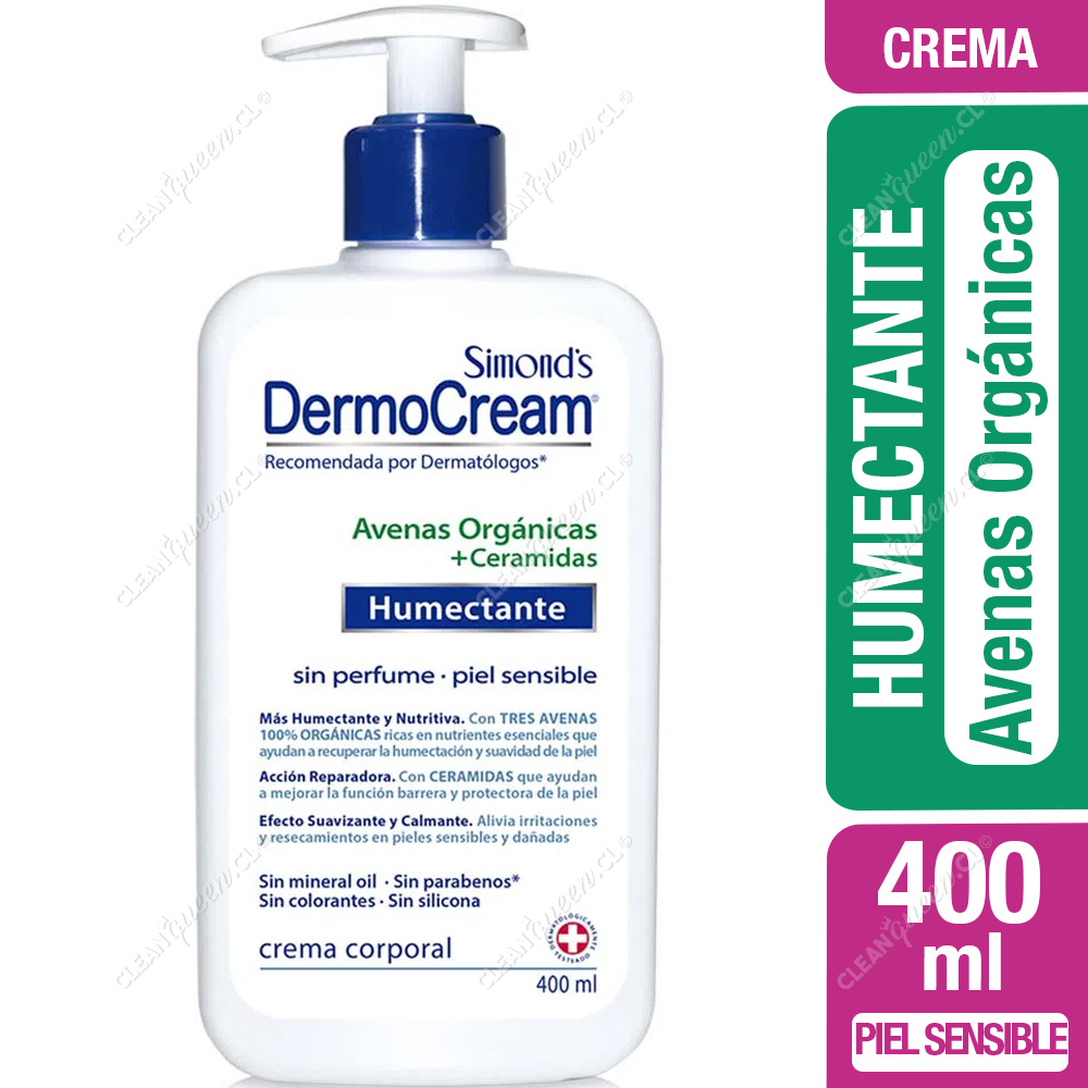 Crema Corporal Humectante Avenas Orgánicas + Ceramidas Simond's Dermocream  400 ml - Clean Queen
