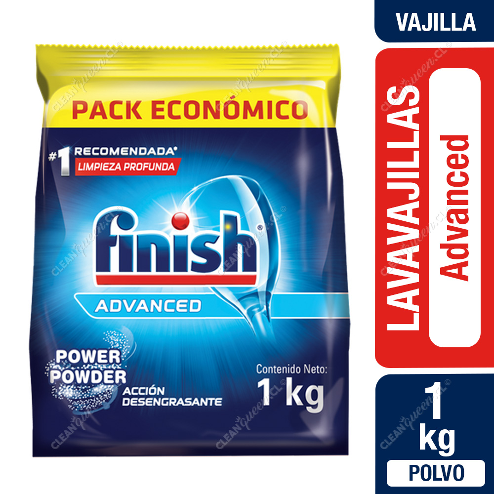 Lavavajilla Finish Detergente en Polvo Pack Económico 1 Kg - Clean Queen