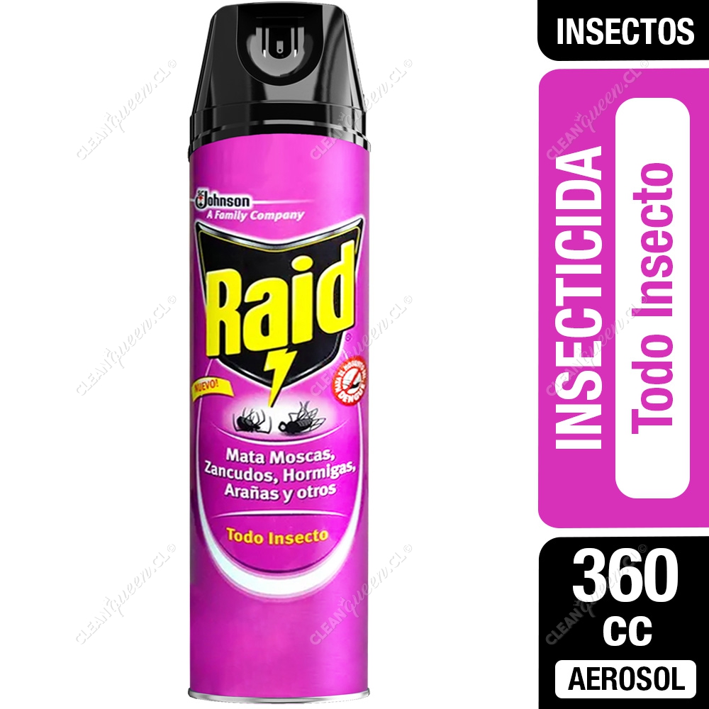 Insecticida Raid Mata Hormigas, Moscas, Zancudos, Todo Insecto 360 cc -  Clean Queen
