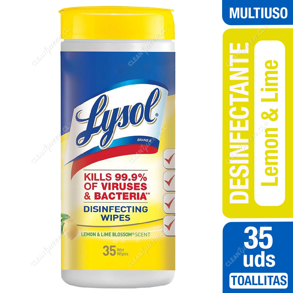 Toallitas Desinfectantes Lysol Wipes Lemon and Lime 35 Unid - Clean Queen