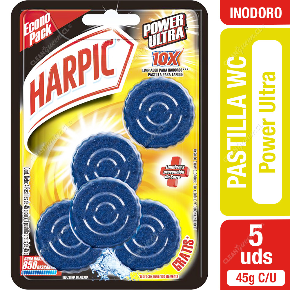 Pastilla Inodoro Harpic Power Ultra 45 g c/u 5 Unid - Clean Queen