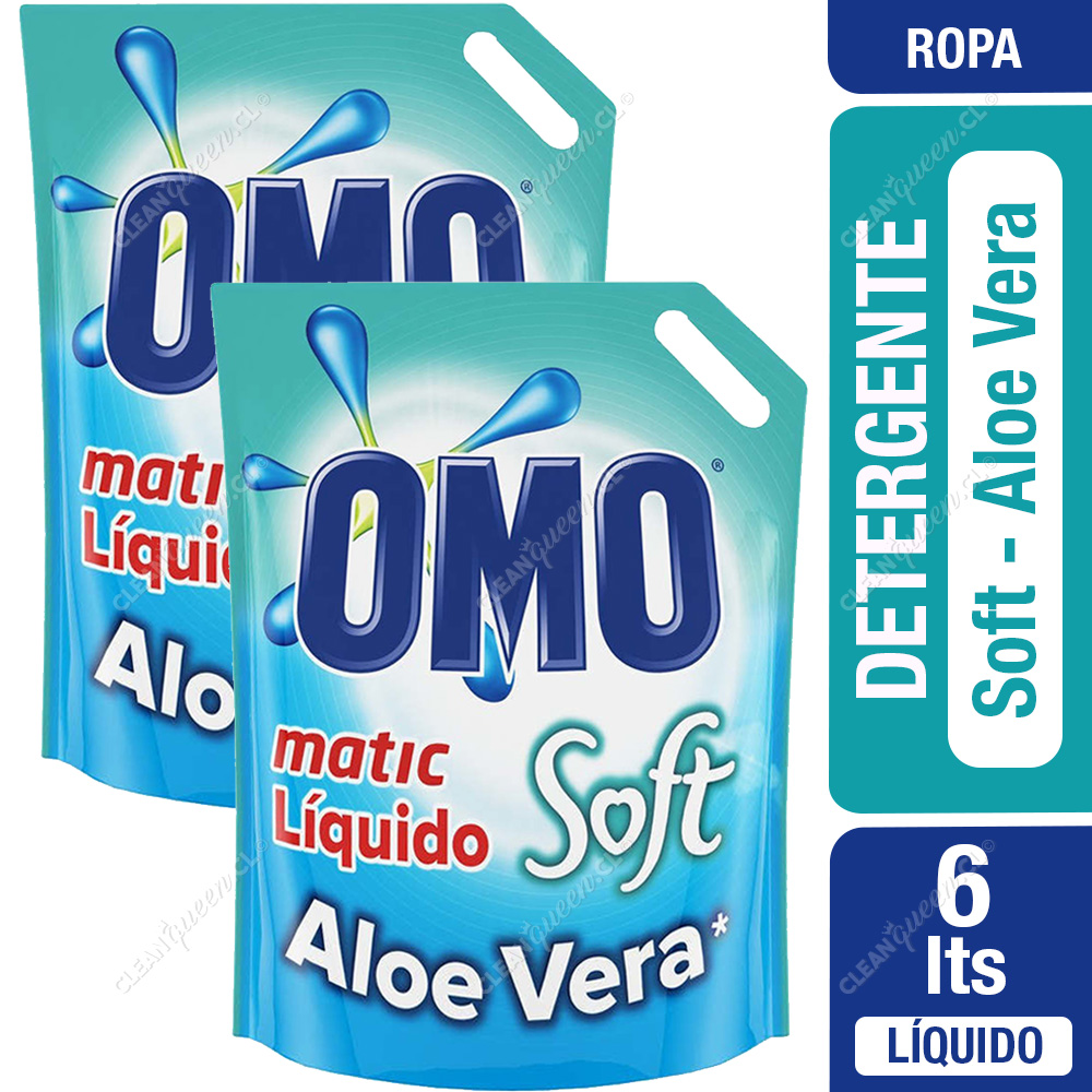 Detergente Líquido Omo Soft Aloe Vera Doypack 2 x 3 L - Clean Queen