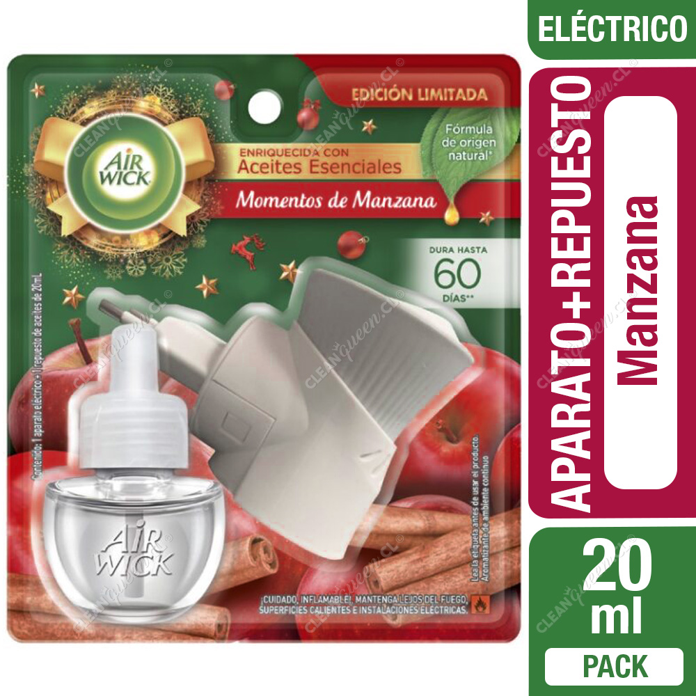 Aparato + Repuesto Aromatizante Ambiental Eléctrico Air Wick Momentos de  Manzana 20 ml - Clean Queen