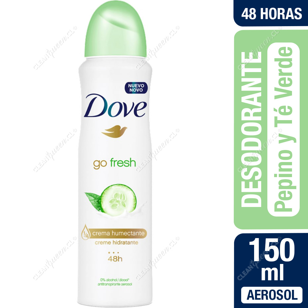 Desodorante Aerosol Mujer Dove Go Fresh Pepino y Té Verde 150 ml - Clean  Queen