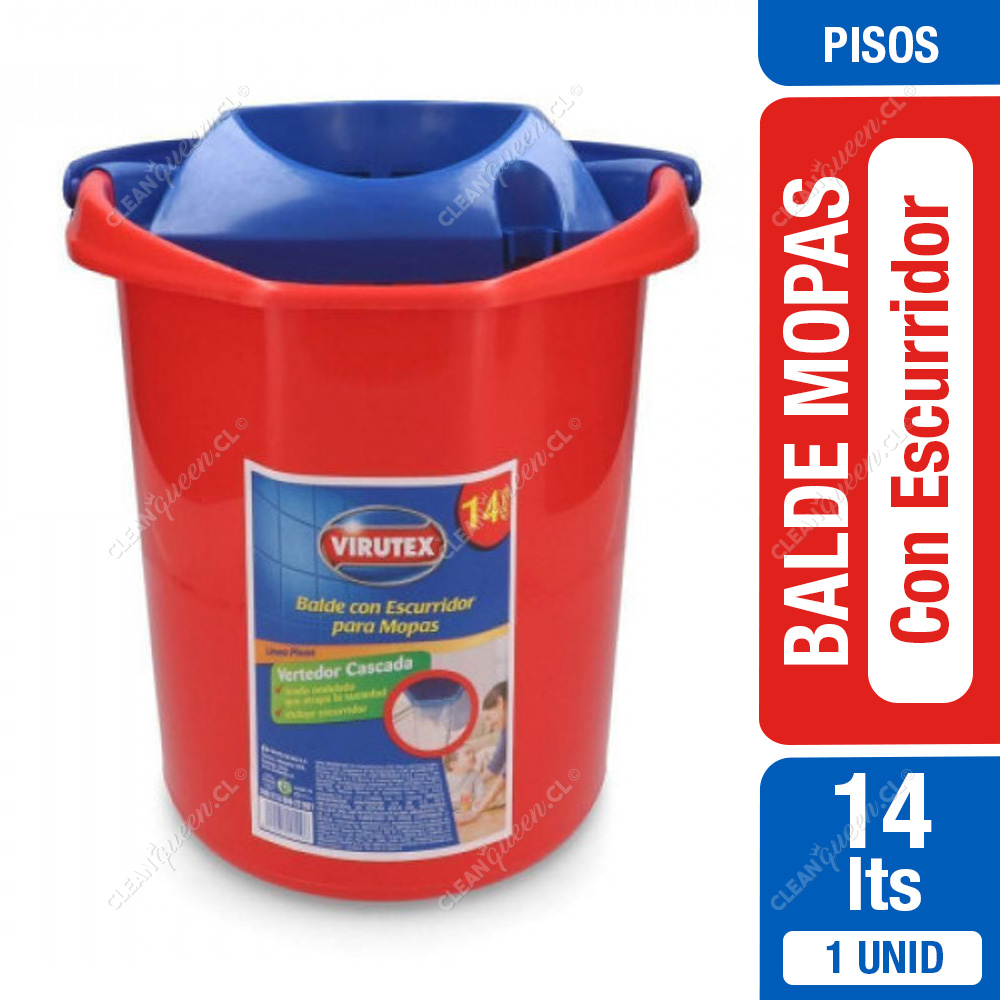 Balde con escurridor para mopas - (14 litros) - Rojo/Azul - DUMOX PRO