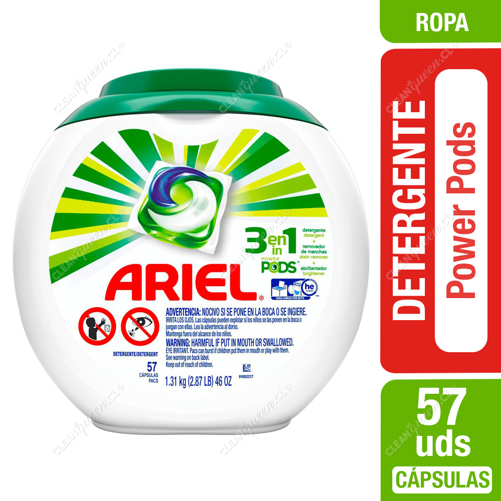 Detergente Cápsulas Ariel Pods 57 Unid - Clean Queen