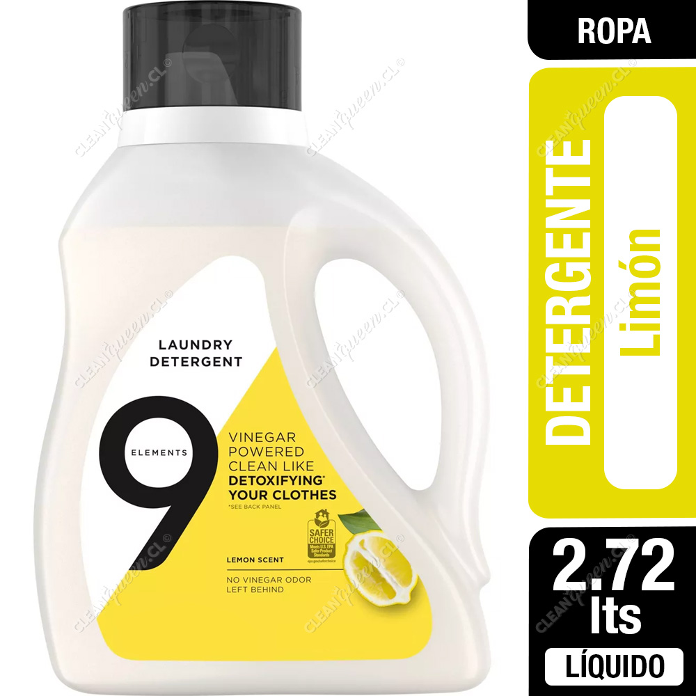 Detergente Líquido 9 Elements Limón 2.72 L - Clean Queen