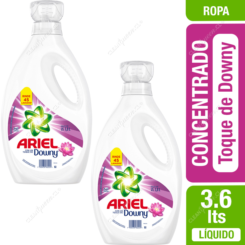 Detergente Líquido Concentrado Ariel Toque de Downy 1.8 L x 2 Unid - Clean  Queen