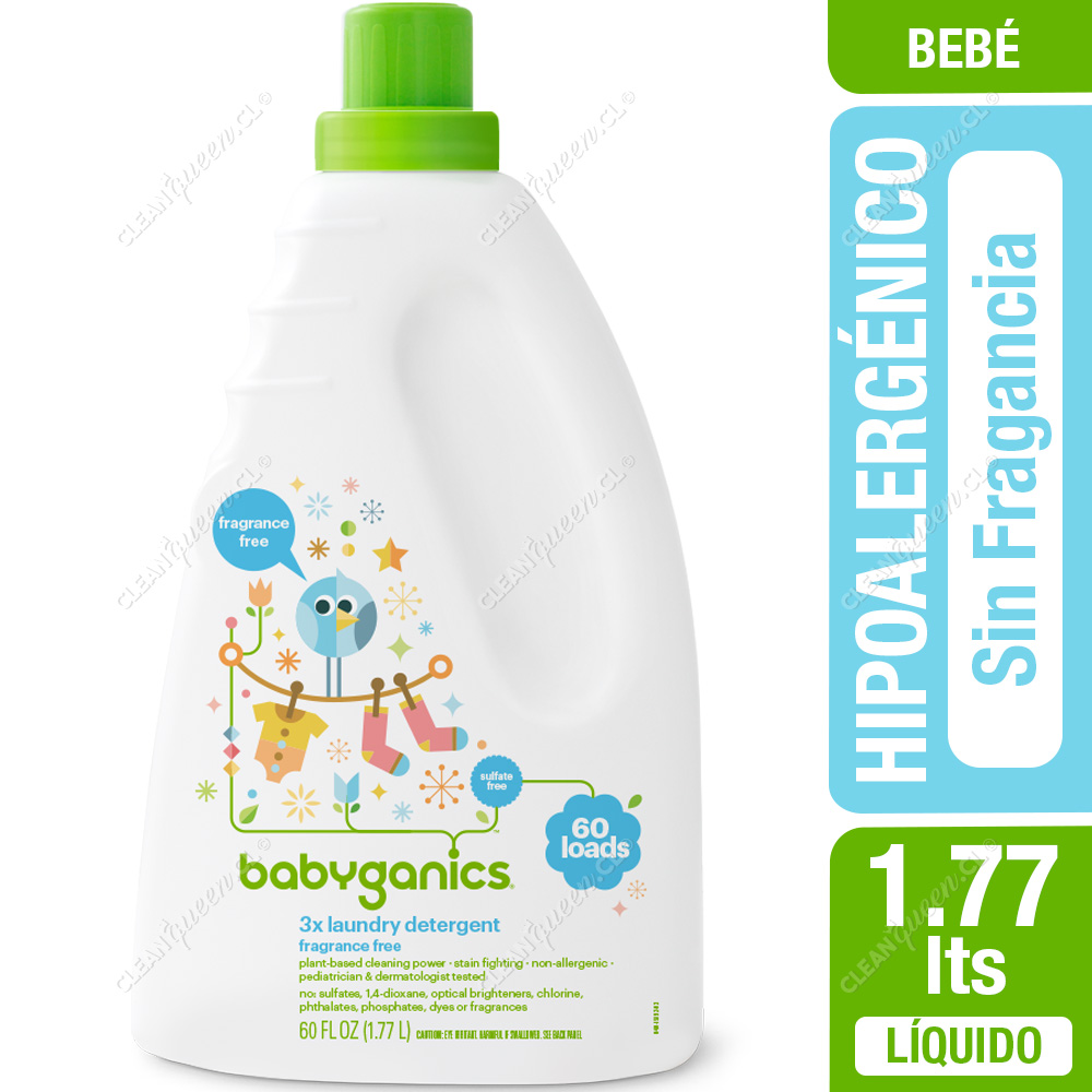 Detergente Líquido Hipoalergénico Babyganics Sin Fragancia L Clean Queen