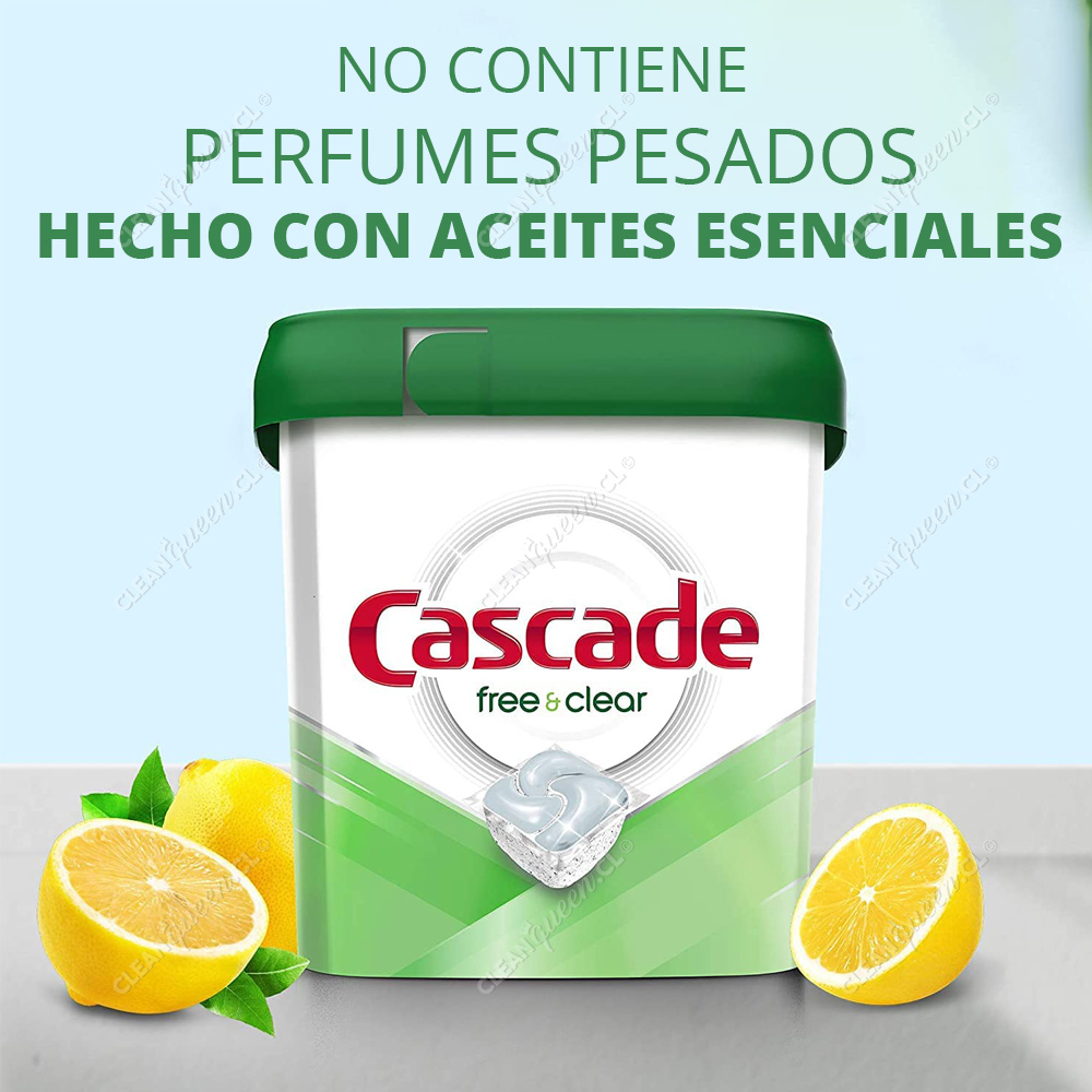 Detergente Lavavajillas Cápsulas Cascade Pods Free & Clear Limón 36 Unid -  Clean Queen