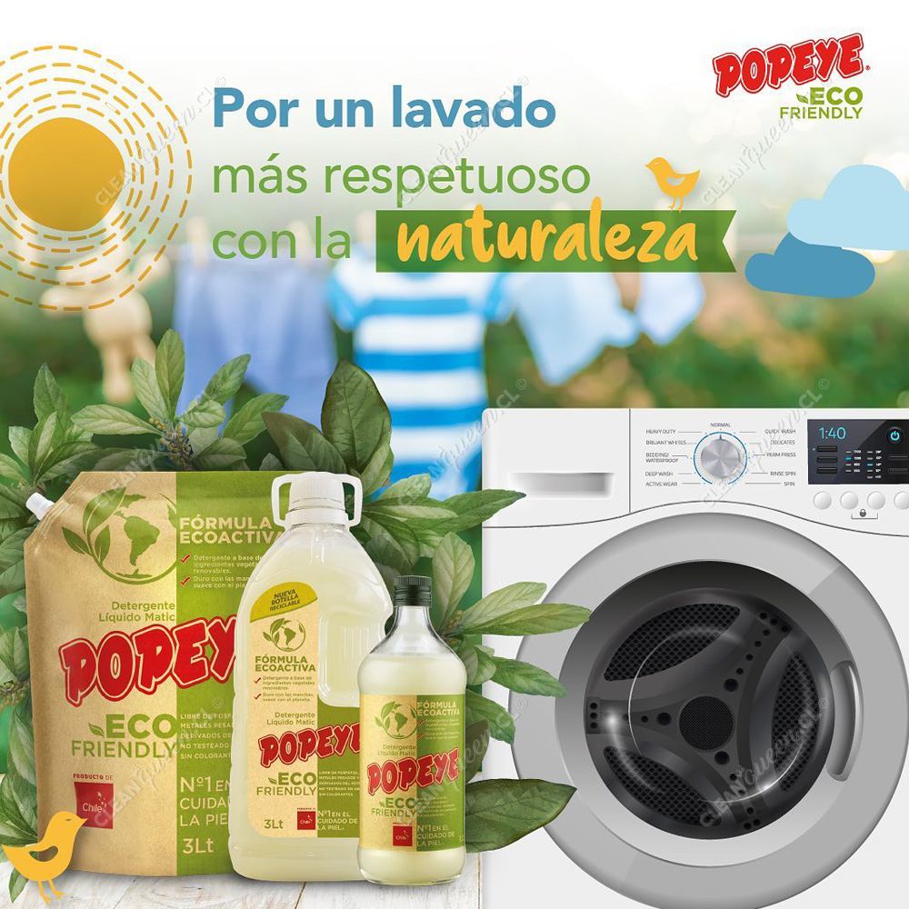 Detergente Líquido Popeye Eco Friendly Doypack 3 L - Clean Queen