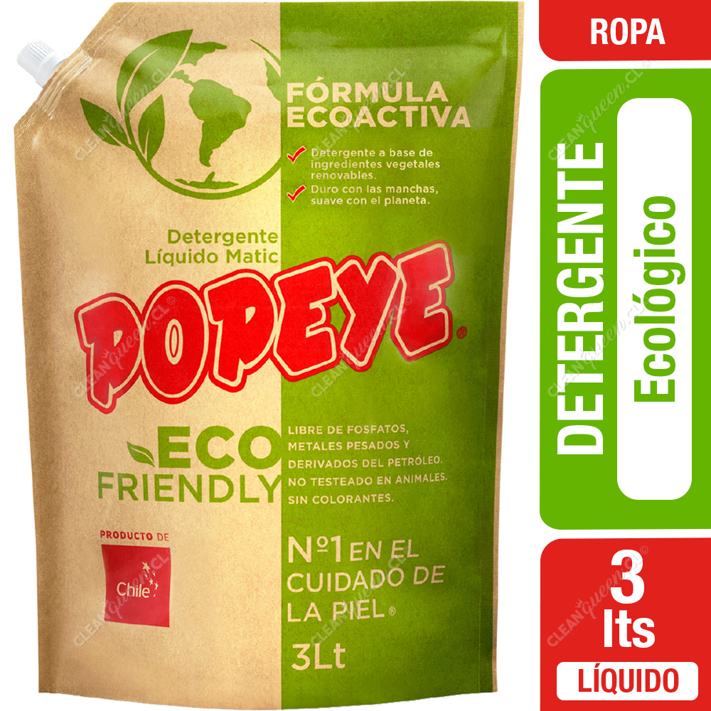 Detergente Líquido Popeye Eco Friendly Doypack 3 L - Clean Queen