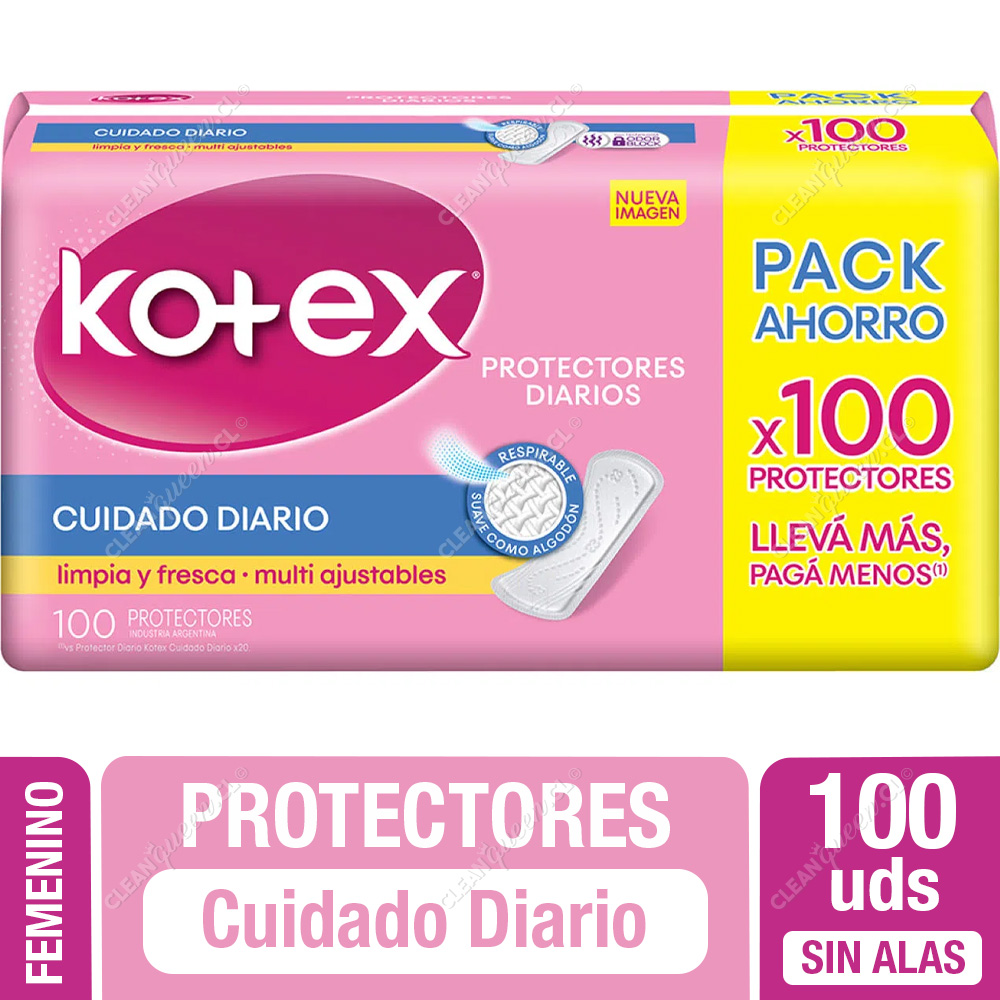 Protector Diario Higiénico Kotex 100 Unid - Clean Queen