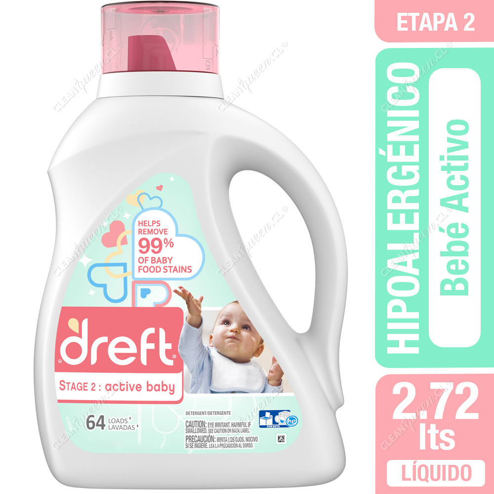 Detergente Líquido Hipoalargénico Dreft Etapa 2 - Bebé Activo 2.72 L -  Clean Queen