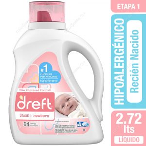 all Detergente líquido para ropa, suave para el bebé, hipoalergénico y  libre de tintes, 2 veces concentrado, 100 cargas