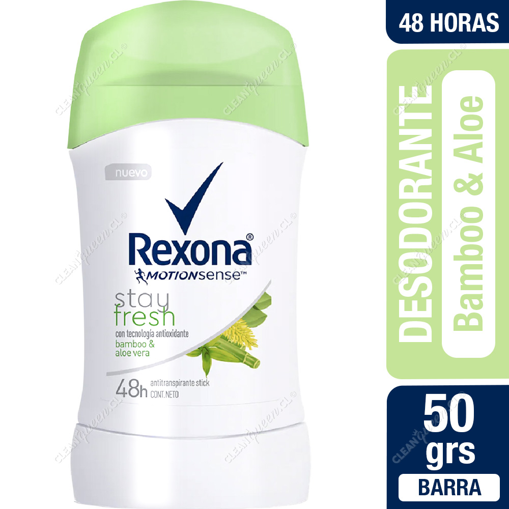 Desodorante Barra Mujer Rexona Stay Fresh Bamboo & Aloe Vera 50 g - Clean  Queen