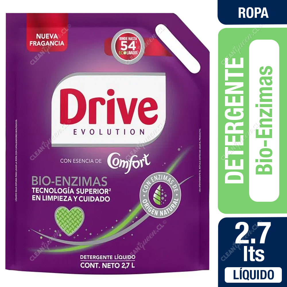 Detergente Líquido Drive con Suavizante Bioenzimas Recarga 2.7 L - Clean  Queen
