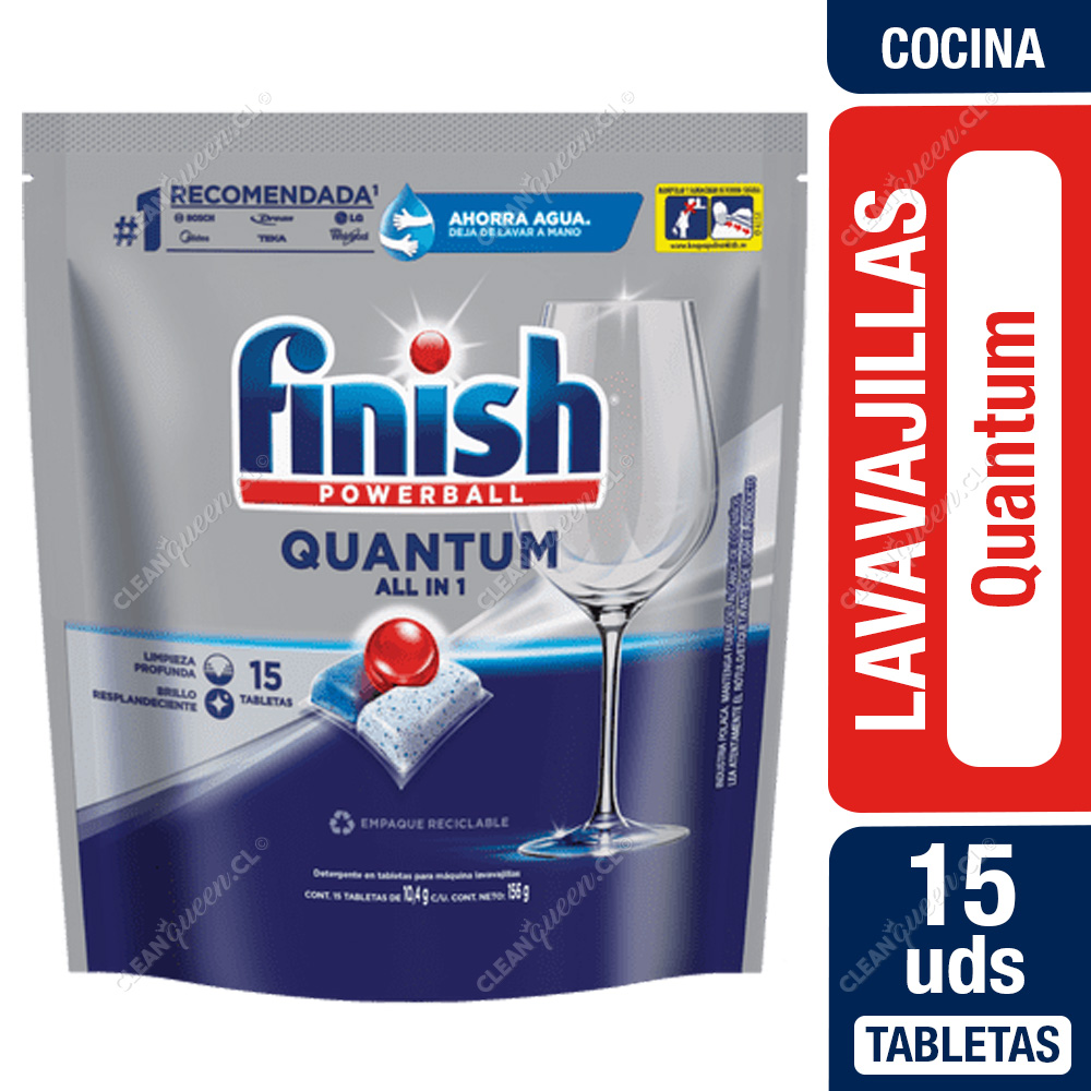 Detergente Lavavajillas Tabletas Finish Quantum 15 Unid - Clean Queen