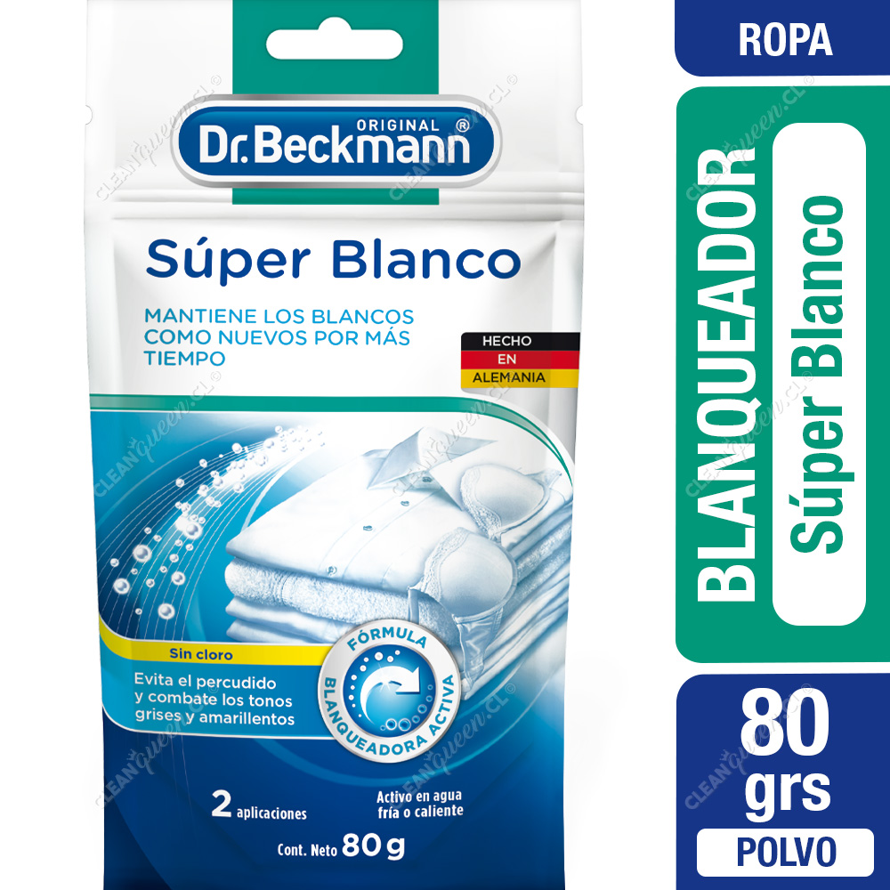 sociedad gradualmente Lo siento Blanqueador Ropa Súper Blanco Dr. Beckmann 80 g - Clean Queen