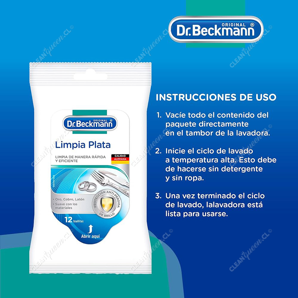 Toallitas Limpia Plata Dr. Beckmann 12 Unid - Clean Queen